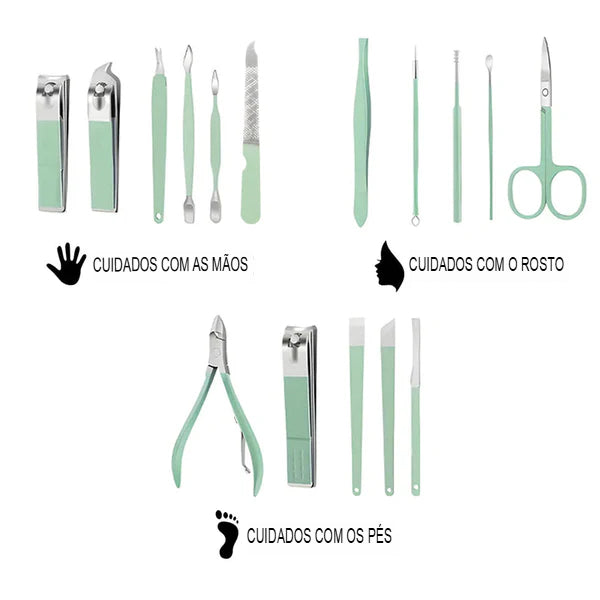 Kit Premium 16 peças – Cortadores e Acessórios de Unhas